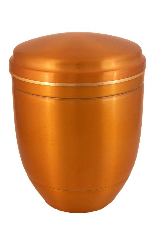 ✰ Urnen kaufen - Metall Urne - gold orange glänzend ♦ mit Goldband