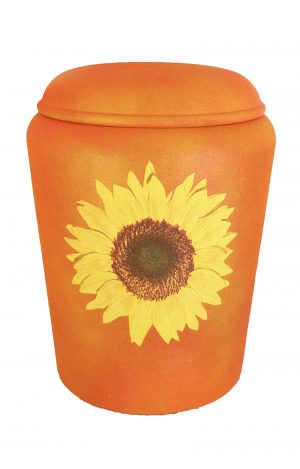 Bio Urne Sonnenblume ✔ gelb orange ✔ von Nona Mela ✔ Urnen kaufen ➥