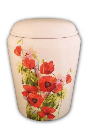 ჱܓ Mohnblumen Bio Urne ჱܓ Nona Mela weiss rot ჱܓ Urnen kaufen ➥