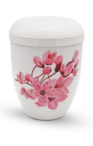 Bio Urne handbemalt Kirschblüten