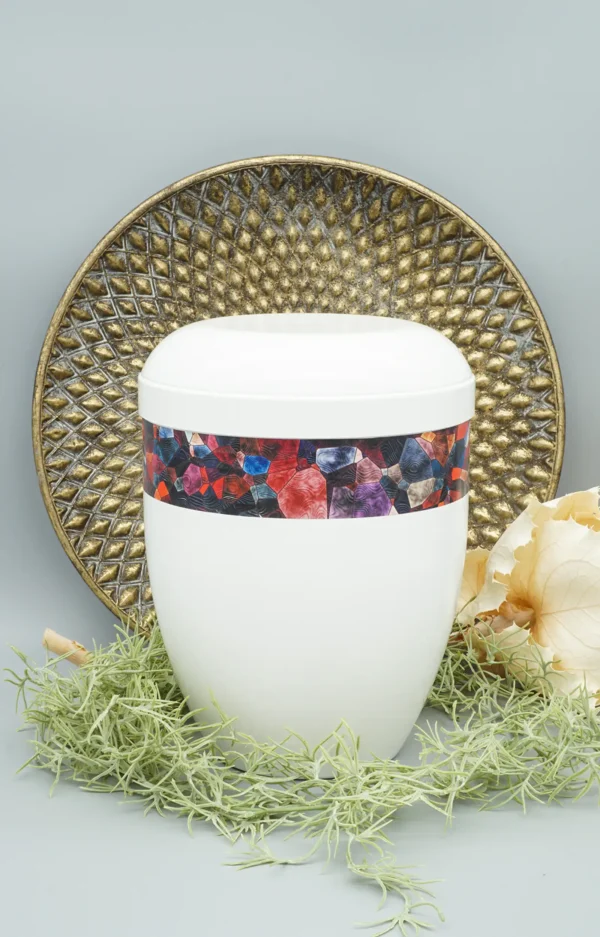 Fotourne mit abstraktem Mosaik Motiv in rot und violett mit dekorativem Hintergrund