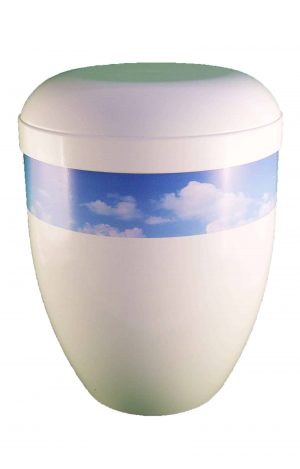Bio Urne weiß mit Himmel und Wolken design günstig kaufen