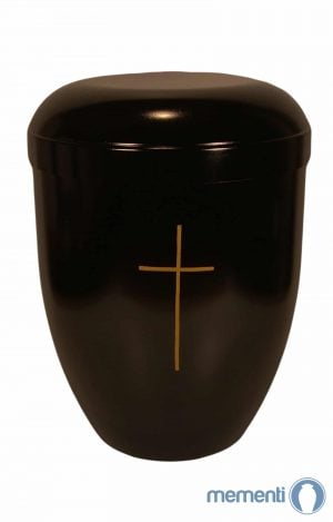 schwarze Biourne mit goldenem Kreuz