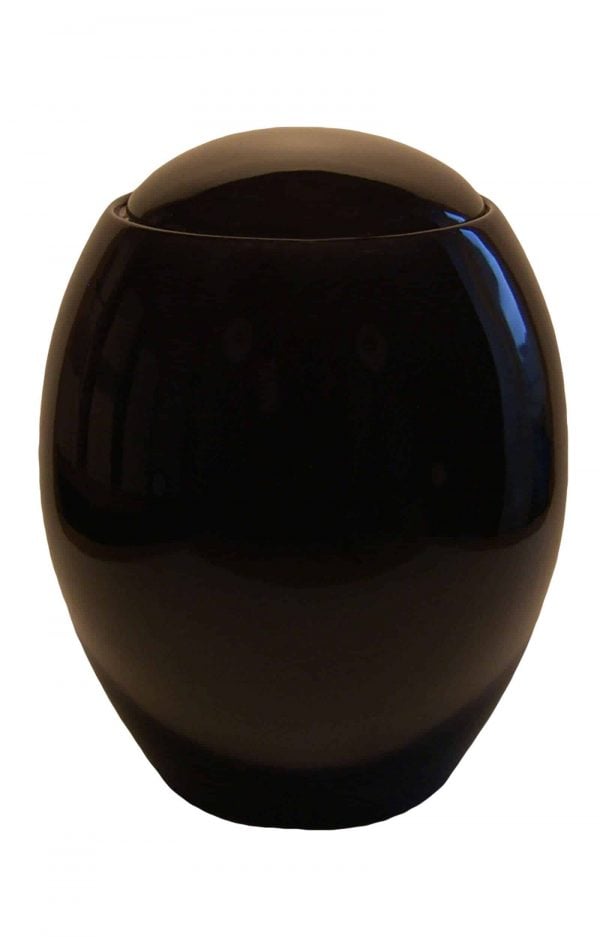 Schwarze Keramikurne für Erwachsene mit glänzender Oberfläche
