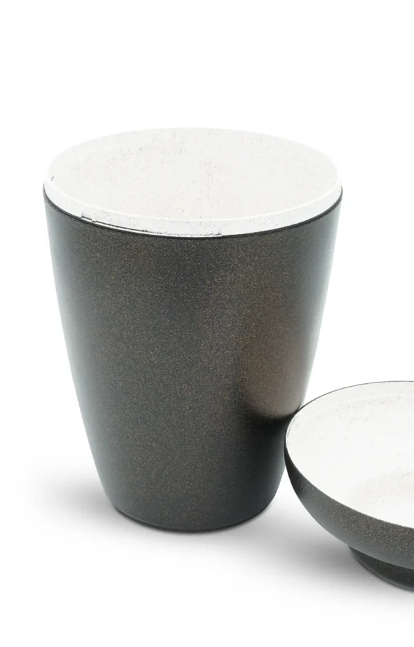 Bio Urne VALE schwarz gold Glitzer geöffnet