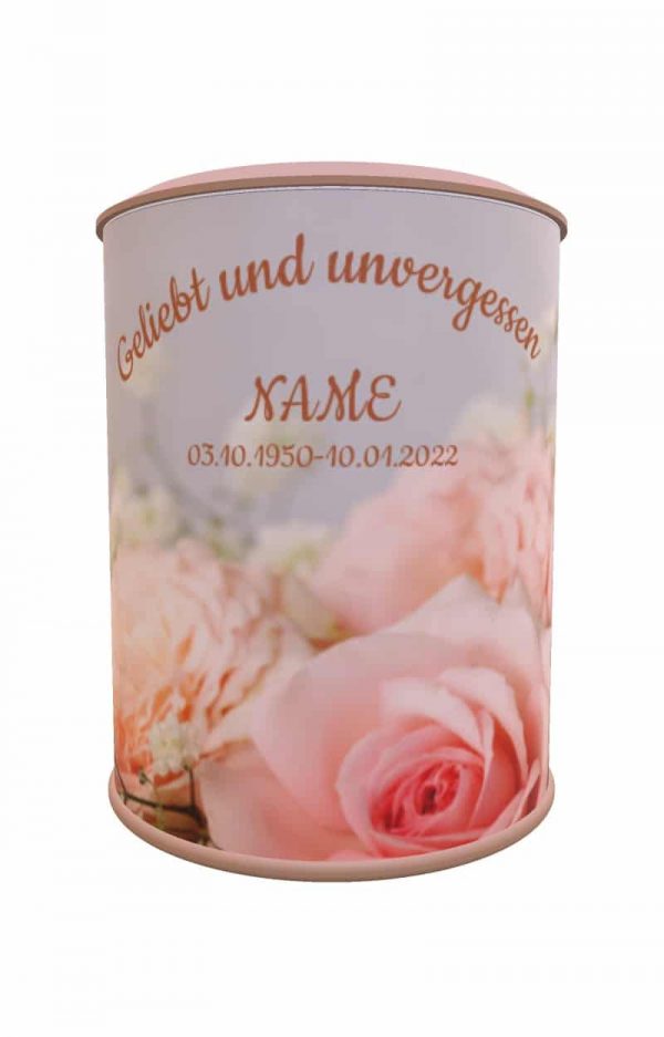 Personalisierbare Urne mit Rosen