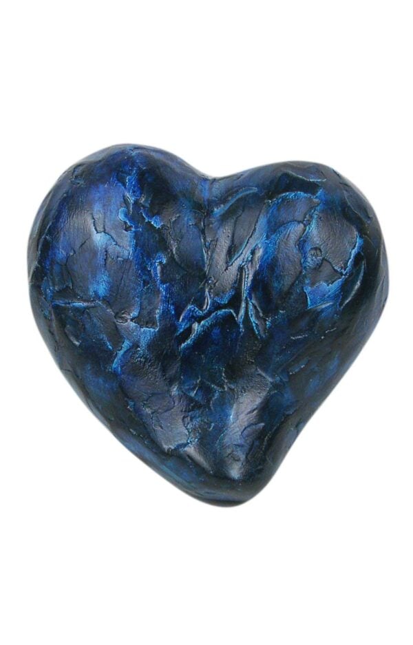 Herzförmige Tierurne aus Keramik in blau