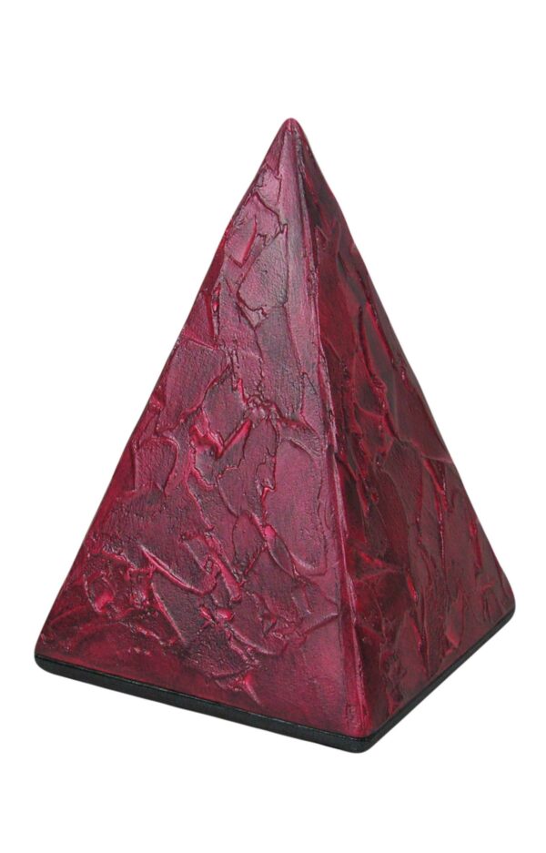 Tierurne aus Keramik Pyramidenform in rot