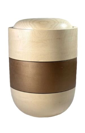 Urne aus Lindenholz mit Streifen in bronze