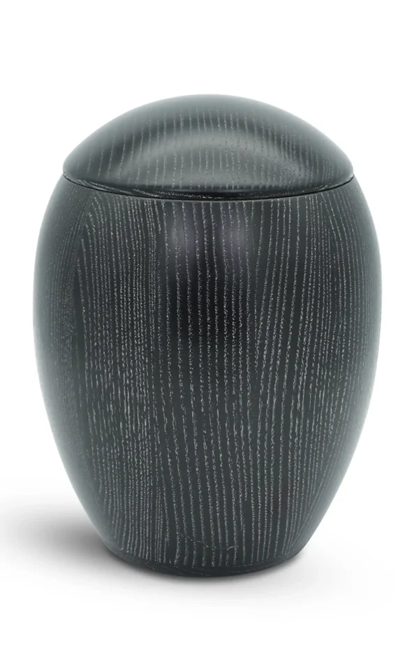 Holzurne aus Eichenholz in schwarz oval