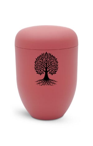Bio-Urne rot mit schwarzem Baum des Lebens