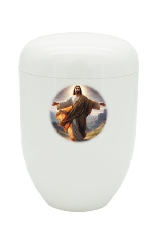 Bio-Urne mit Jesus Motiv