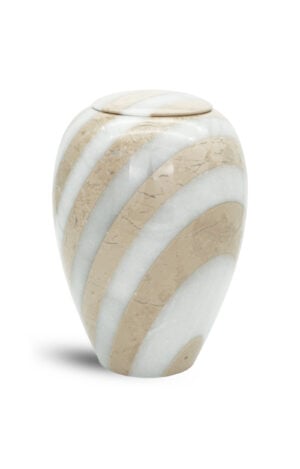 Marmorurne beige weiß gestreift